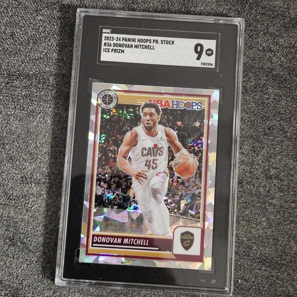Donovan Mitchell 2023-24 NBA Hoops Premium Stock Ice Prizm SGC 9